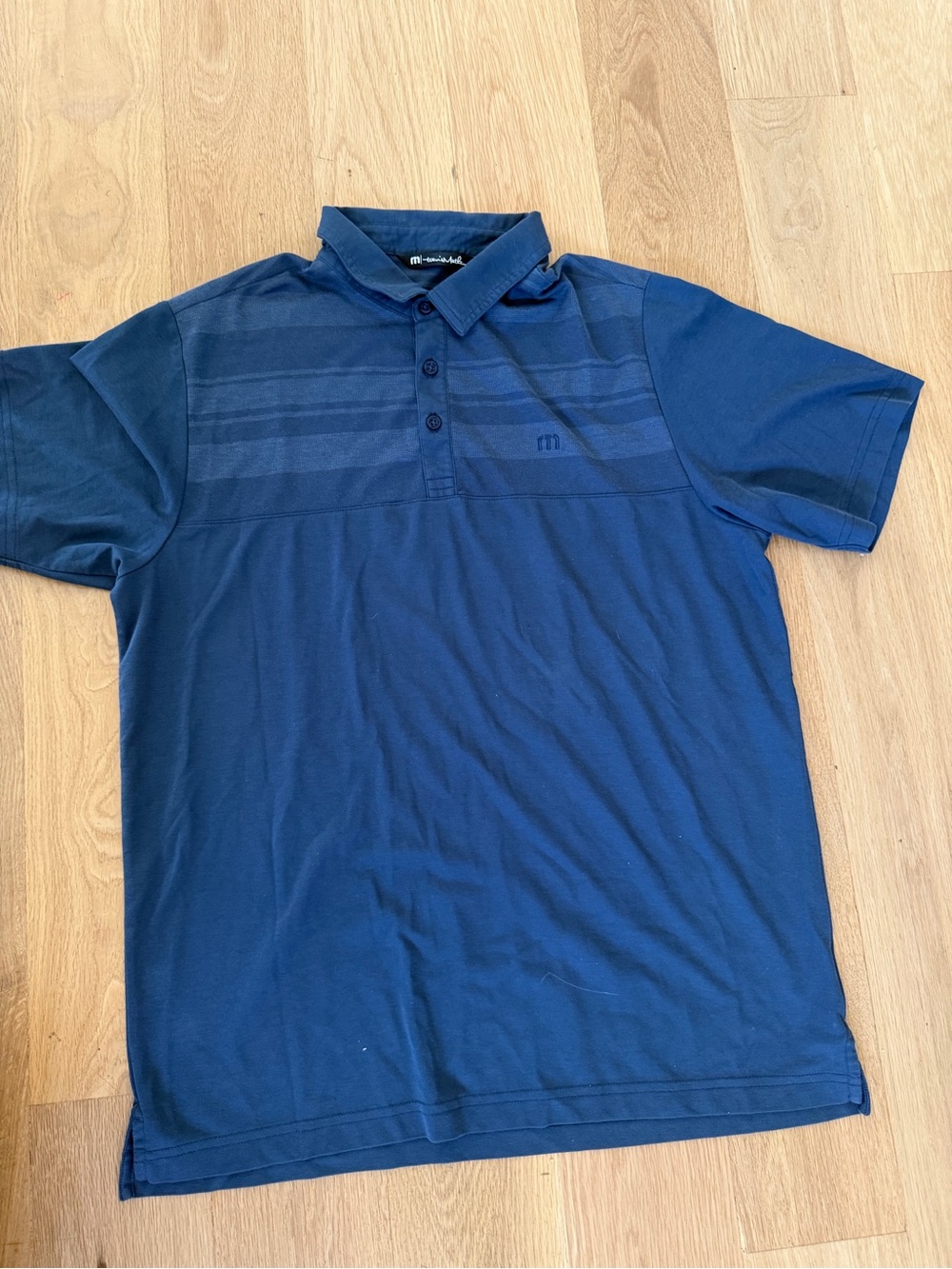 Travis Mathew Navy Short-Sleeve Polo with Tonal Stripe